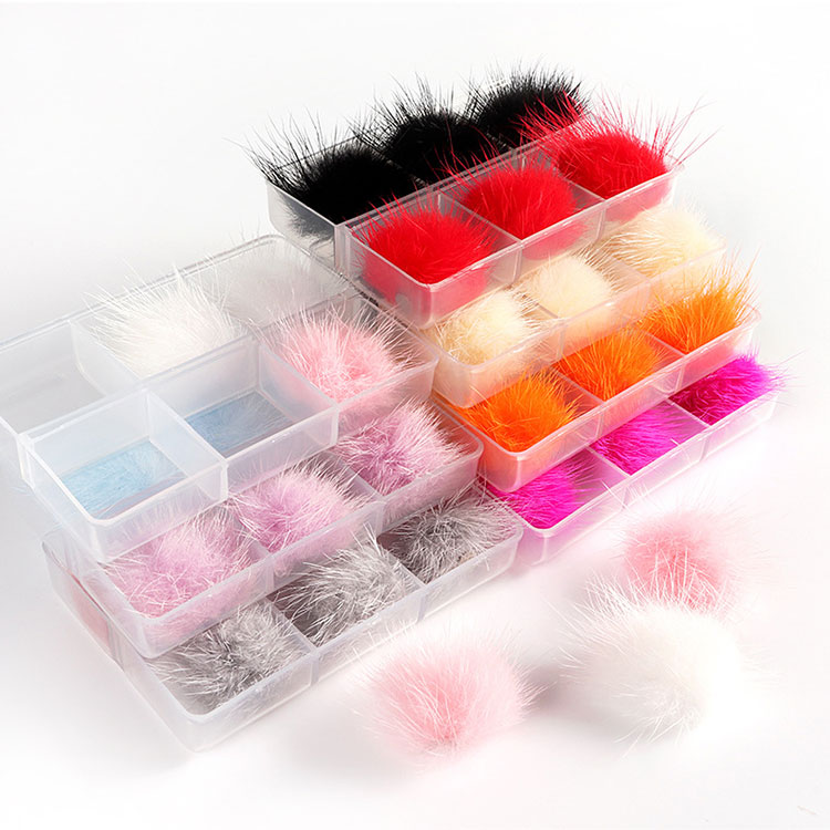 6 парчиња Кутија 3d Sofy Magnetic Pom Pom за нокти